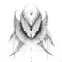 fairy with big wings in forest tattoo design idea