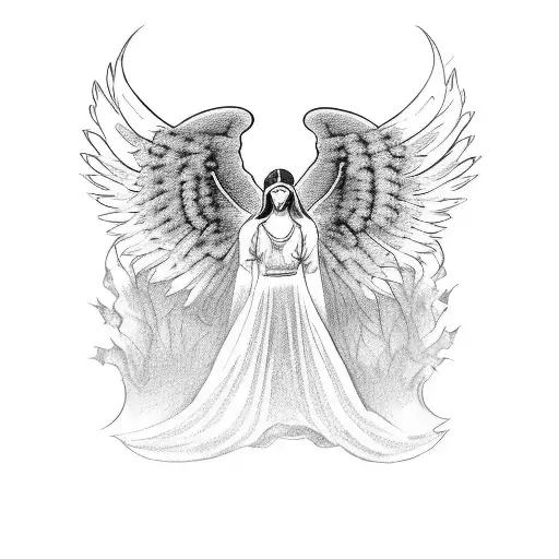 angel have mirror in hands and in reflection see devil tattoo design idea