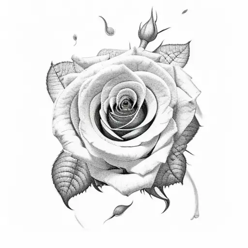 Rose with burning leaves  tattoo design idea