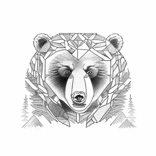 three bears in the forest tattoo design idea