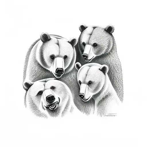three bears in the forest tattoo design idea