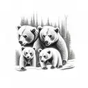 three bears in the forest tattoo design idea