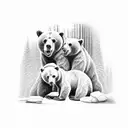 three bears in the forest tattoo design idea