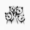 three bears in the forest tattoo design idea