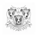 A family of three bears in the forest tattoo design idea