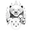 A family of three bears in the forest tattoo design idea
