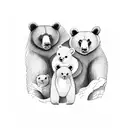 A family of three bears in the forest tattoo design idea