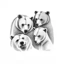three bears in the forest tattoo design idea