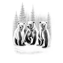 three bears in the forest tattoo design idea