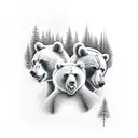 three bears in the forest tattoo design idea