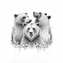 three bears in the forest tattoo design idea