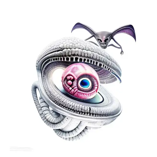 alien and food tattoo design idea