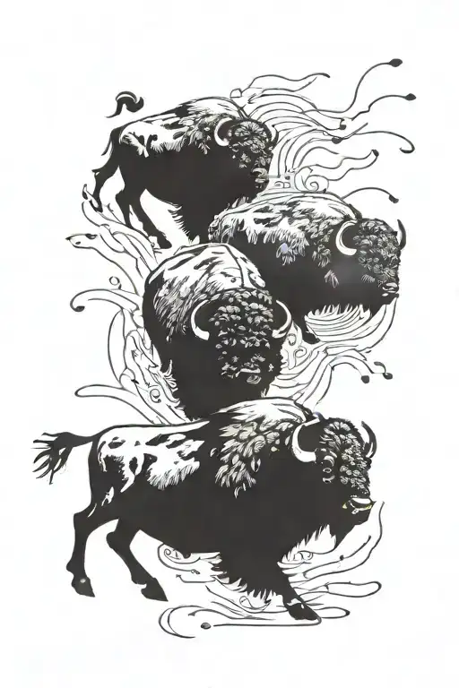 Buffalo running towards ☔️  tattoo design idea