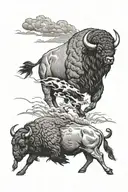 Buffalo running towards storm  tattoo design idea