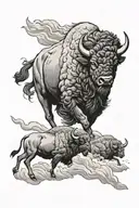 Buffalo running towards storm  tattoo design idea
