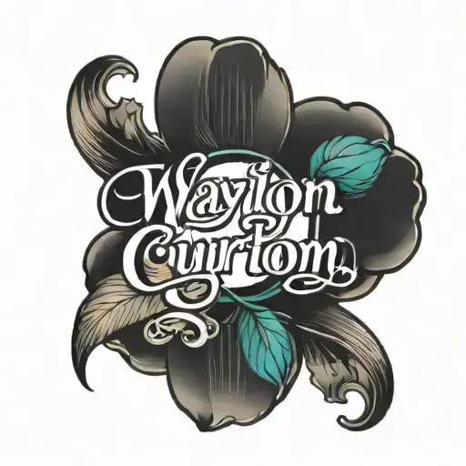 waylon in cursive tattoo design idea