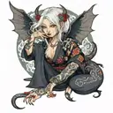 succubus white hair holding hope  tattoo design idea