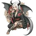 succubus white hair holding hope  tattoo design idea