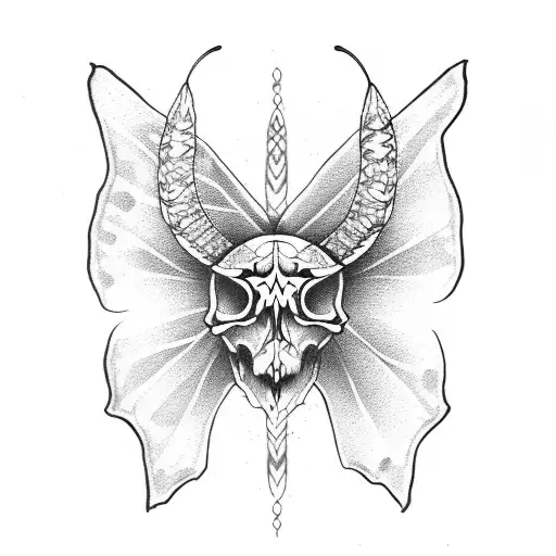 butterfly snake skull tattoo design idea