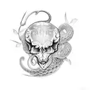 butterfly snake skull tattoo design idea