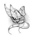 butterfly snake skull tattoo design idea