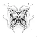 butterfly snake skull tattoo design idea