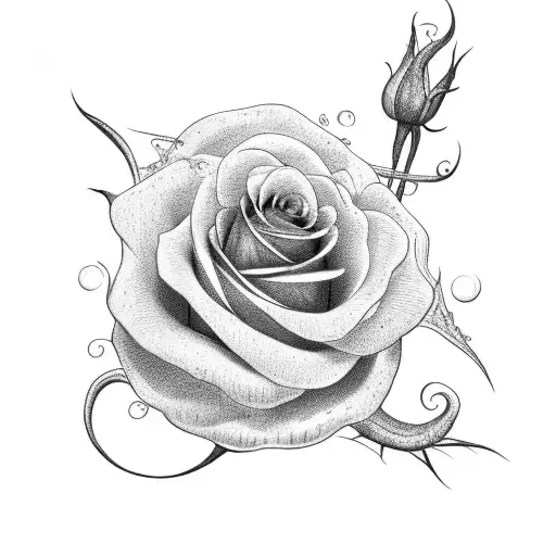 venus flytrap rose tattoo design idea