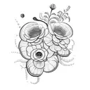 venus flytrap with flowers and flies tattoo design idea