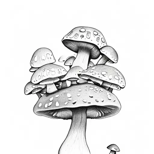 mushroom trip tattoo design idea