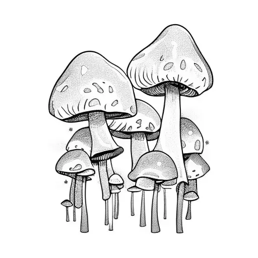 mushroom trip tattoo design idea