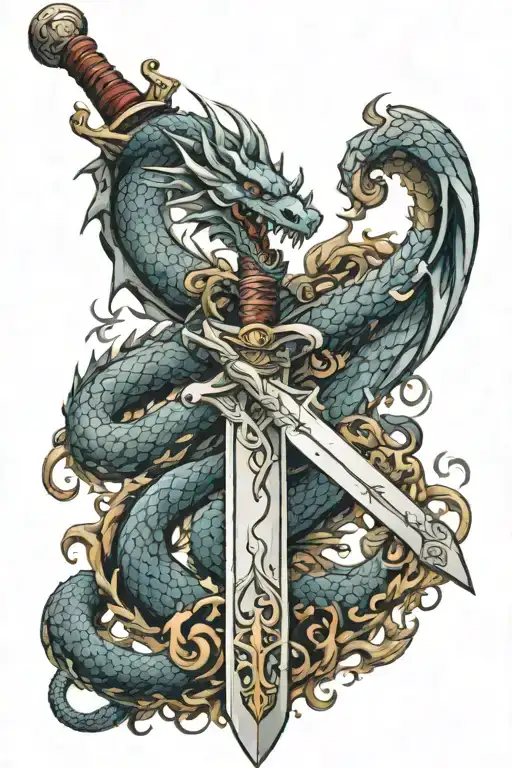 sword with dragon tattoo design idea