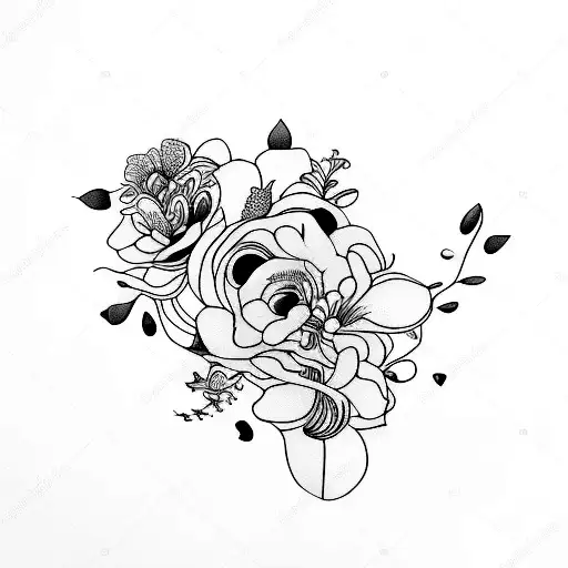 Minimalist Tattoo Flower Berries Leaves Silhouette Art Vector Illustration  Royalty Free SVG, Cliparts, Vectors, and Stock Illustration. Image  154414059.