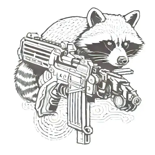 tactical racoon p90 tattoo design idea