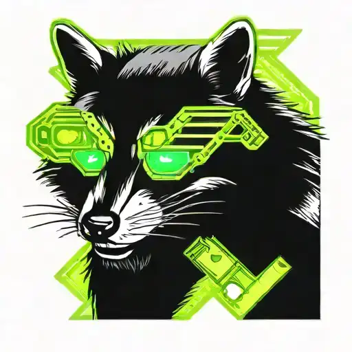 tactical racoon with night vision googles and a p90 tattoo design idea