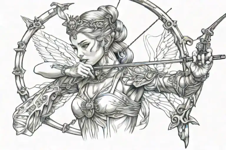 Artemis drawing her bow tattoo design idea