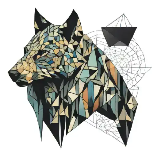 amimals superimposed mosaic tattoo design idea