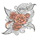 love and gratitude script font tattoo design idea