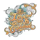 love and gratitude script font tattoo design idea