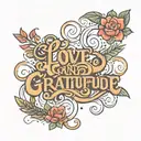 love and gratitude script font tattoo design idea