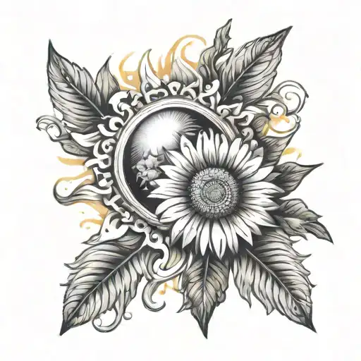 ancient roman daisy and sun tattoo tattoo design idea
