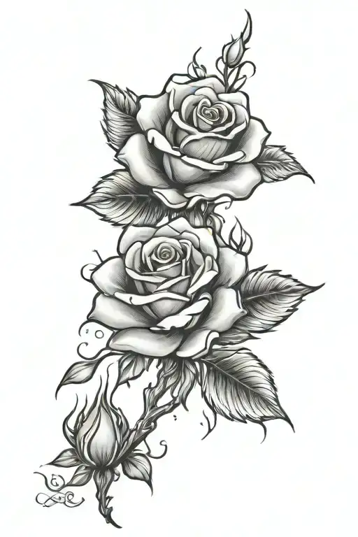 roses in fire flames tattoo design idea