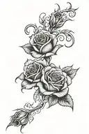roses in fire flames tattoo design idea
