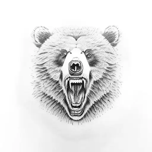 angry bear head  tattoo design idea