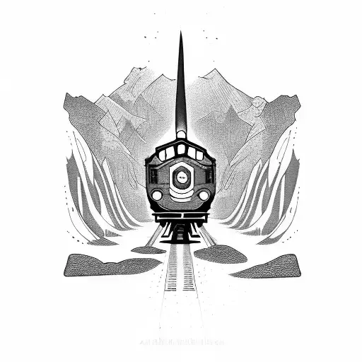 train going into a tunnel tattoo design idea