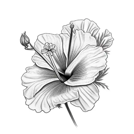 elongated Hibiscus  to make an illusion of slender body tattoo design idea