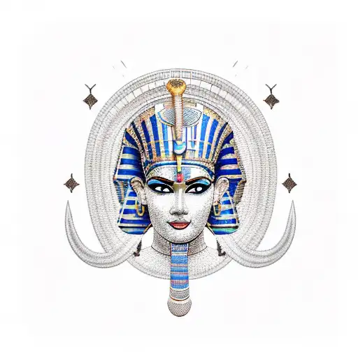 cleopatra with egypt background tattoo design idea