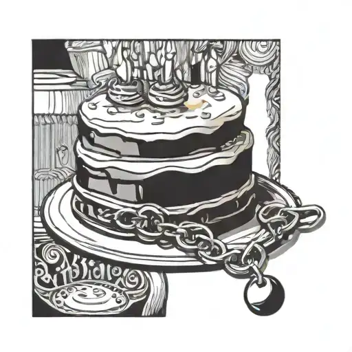 anklet chain with cake charm hanging tattoo design idea