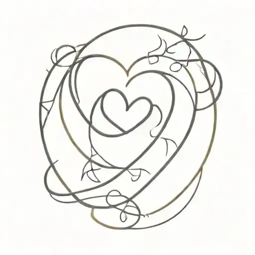 A minimalist design of Hayden and Gracie's names intertwined in a heart shape, symbolizing the love for her children tattoo design idea