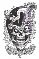adventure time lich head with purple fire in eyes tattoo design idea