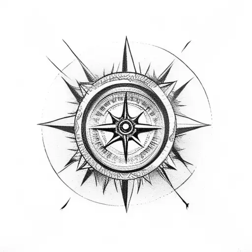sparrow with eye and compass  tattoo design idea